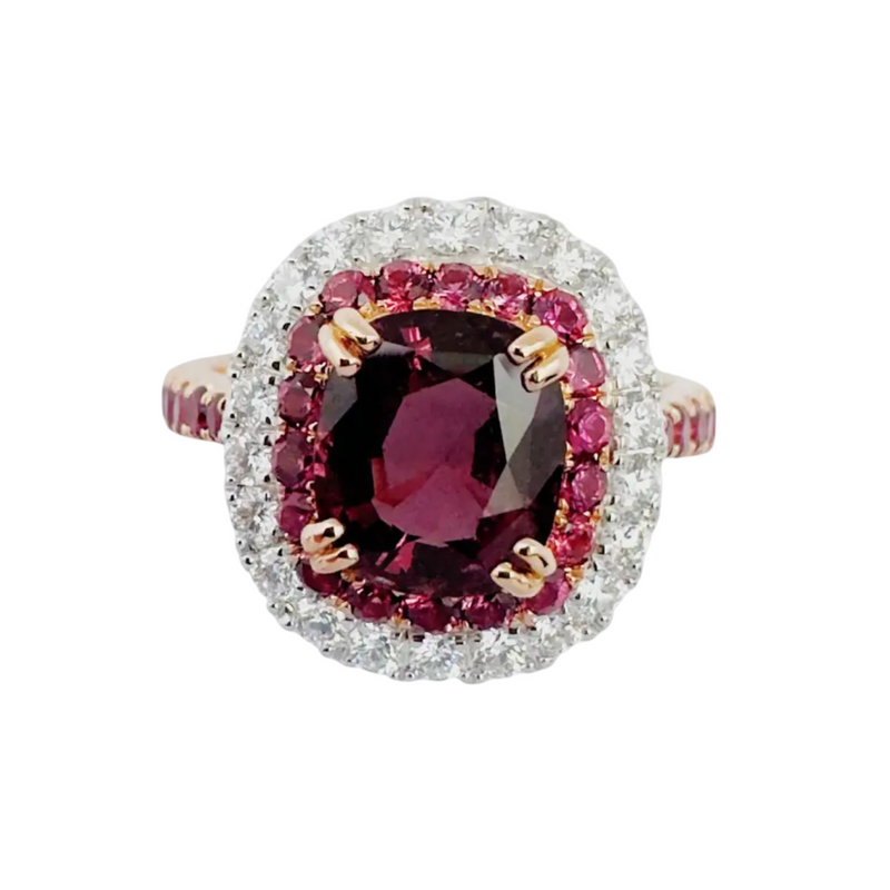 JR0228M - Unheated Brown Sapphire, Brown Sapphire and Diamond Ring set in 18K Rose Gold Setting