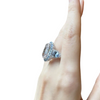 JR0515M - Morganite with Pastel Blue Sapphire and Diamond Ring set in 18K White Gold Setting