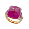 JR0470L - Sugarloaf Ruby and Diamond Ring set in 18K Rose Gold Setting