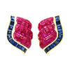 JE0337L - Ruby and Blue Sapphire Earrings set in 18K Gold Setting