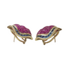 JE0337L - Ruby and Blue Sapphire Earrings set in 18K Gold Setting