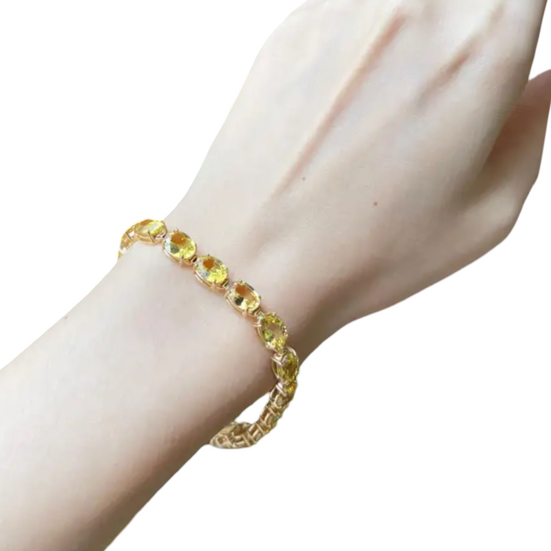 JB0102M - Yellow Sapphire Tennis Bracelet set in 18K Gold Setting