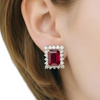 JE0081N - Ruby with Diamond Earrings set in 18K Gold Setting