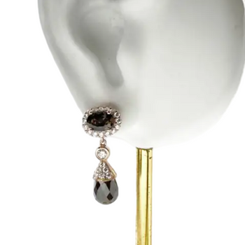 JE0418L - Brown Sapphire, Briolette Brown Diamond with Diamond Earrings set in 18K Rose Gold Setting