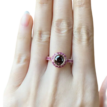 JR0555L - Brown Diamond with Pink Sapphire Ring set in 18K Rose Gold Setting