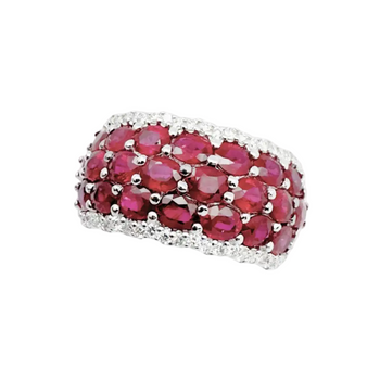 JR1018S - Ruby with Diamond Ring set in 18K White Gold Setting