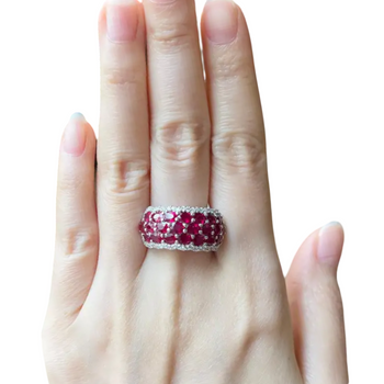 JR1018S - Ruby with Diamond Ring set in 18K White Gold Setting