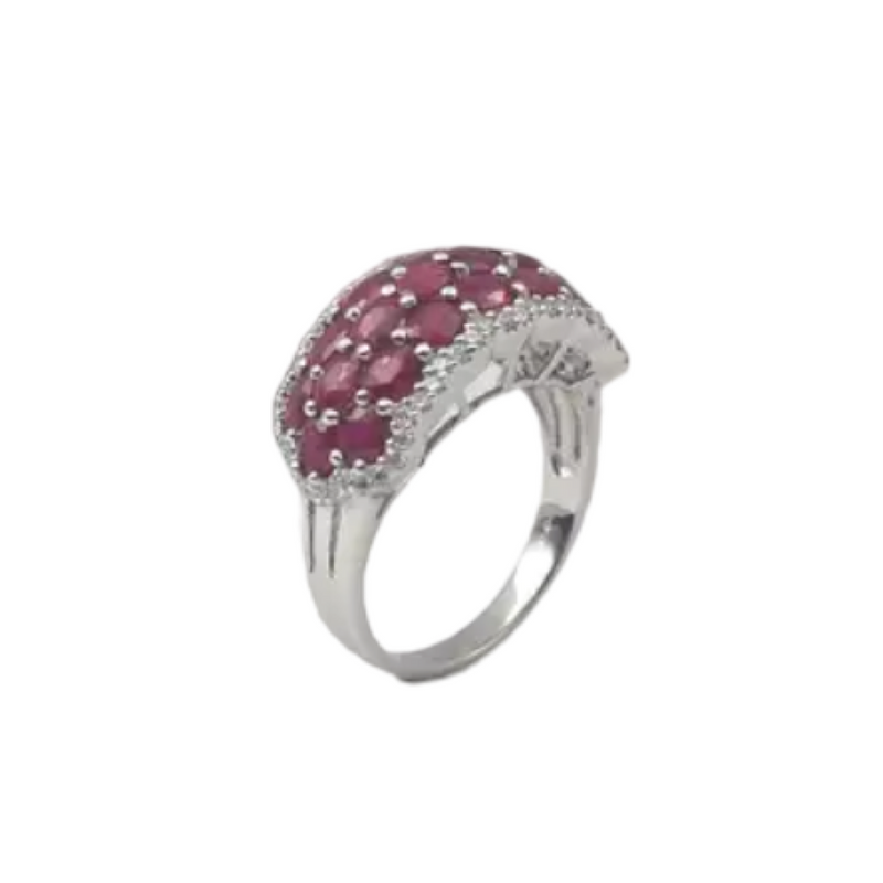 JR1018S - Ruby with Diamond Ring set in 18K White Gold Setting