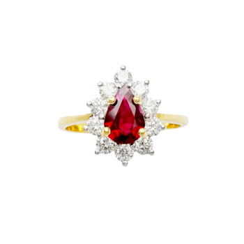 JR0202L - Unheated Pigeon's Blood Ruby with Diamond Ring set in 18K Gold Setting
