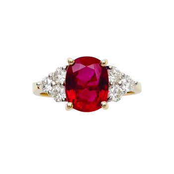 JR0179L - GIA Certified Burmese Pigeon's Blood Ruby with Diamond Ring set in 18K Gold Setting