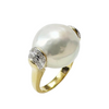 JR0546L - Fresh Water Pearl with Diamond Ring set in 18K Gold Setting