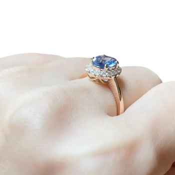 JR0459L - Blue Sapphire with Diamond Ring set in 18K Rose Gold Setting