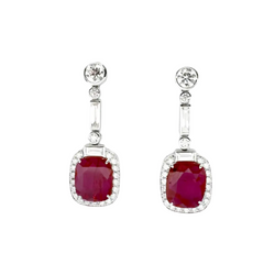 JE0388L - Ruby with Diamond Earrings set in Platinum 950 Setting