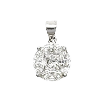 DGJP0720T - Illusion Diamond Pendant set in 18K White Gold Setting
