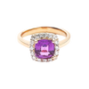 JR0036L - Cushion Pink Sapphire with Diamond Ring set in 18K Rose Gold Setting
