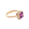 JR0036L - Cushion Pink Sapphire with Diamond Ring set in 18K Rose Gold Setting