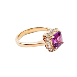 JR0036L - Cushion Pink Sapphire with Diamond Ring set in 18K Rose Gold Setting