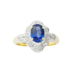 JR0479M - Blue Sapphire with Diamond Ring set in 18K Gold Setting