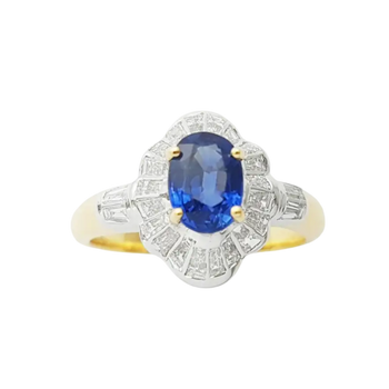 JR0479M - Blue Sapphire with Diamond Ring set in 18K Gold Setting
