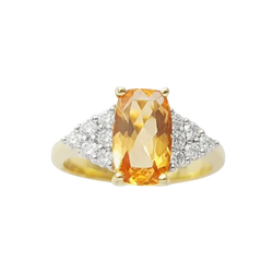 JR0168L - Imperial Topaz with Diamond Ring set in 18K Gold Setting
