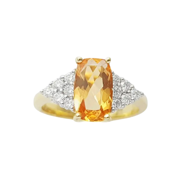 JR0168L - Imperial Topaz with Diamond Ring set in 18K Gold Setting