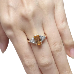 JR0168L - Imperial Topaz with Diamond Ring set in 18K Gold Setting