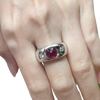 JR0309T - Sugarloaf Cabochon Ruby with Diamond Ring set in 18K White Gold Setting