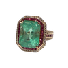 JR0036K - Colombian Emerald with Ruby and Diamond Ring set in 18k Gold Setting