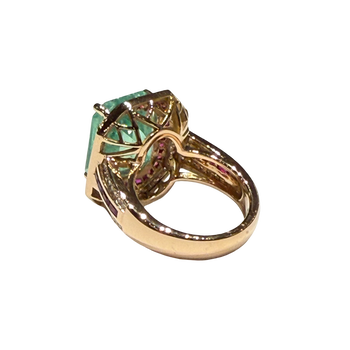 JR0036K - Colombian Emerald with Ruby and Diamond Ring set in 18k Gold Setting