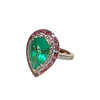 JR0043K - Pear Shaped Columbian Emerald, with Pink Sapphire and Diamond Ring set in 18K Gold Setting