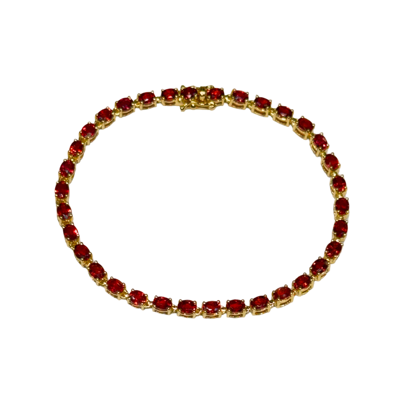 JB0029K - Orange Sapphire Tennis Bracelet Set in 14K Gold Setting