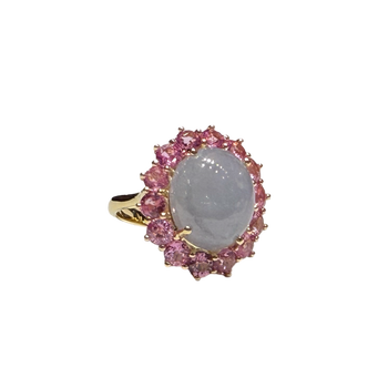 JR0051K - Lavender Jade with Pink Sapphire Ring Set in 14K Gold Setting
