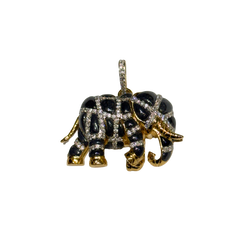 JP0015K - Sapphire and Diamond Elephant Pendant Set in 18K Gold Setting