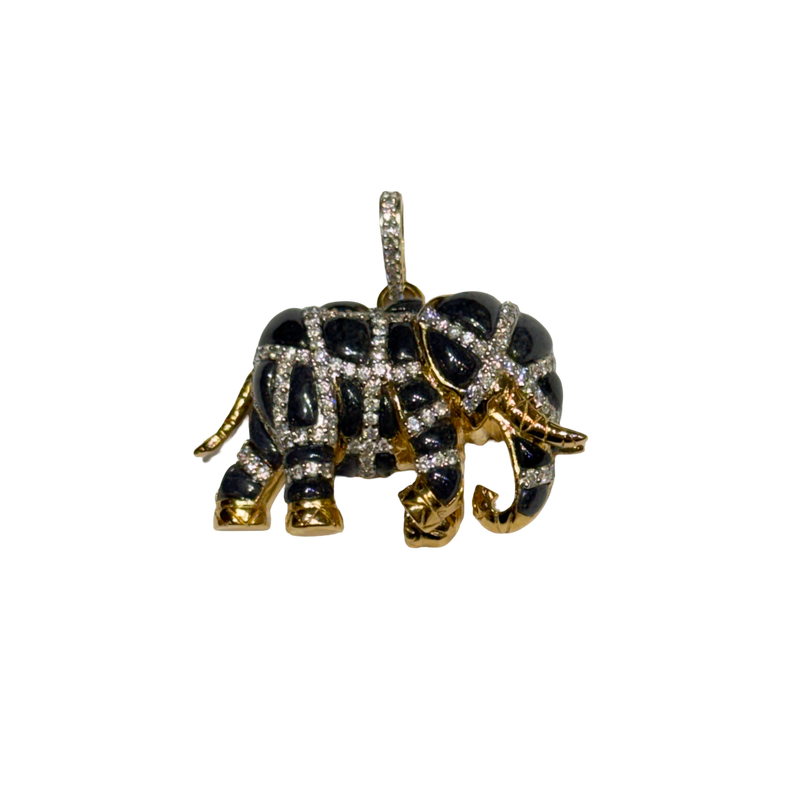 JP0015K - Sapphire and Diamond Elephant Pendant Set in 18K Gold Setting