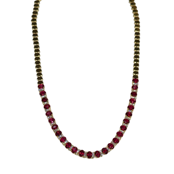 JN0004K - Ruby with Diamond Necklace set in 18k Gold Setting