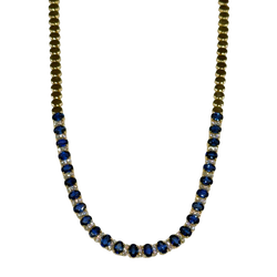 JN0005K - Blue Sapphire with Diamond Necklace set in 18k Gold Setting