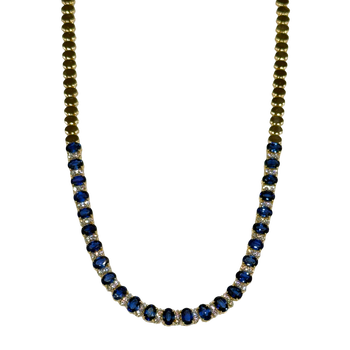 JN0005K - Blue Sapphire with Diamond Necklace set in 18k Gold Setting