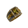 JR0070K - Yellow and Blue Sapphire with Diamond Ring Set in 18K Gold Setting
