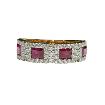 JR0072K - Ruby with Diamond Ring Set in 18K Gold Setting