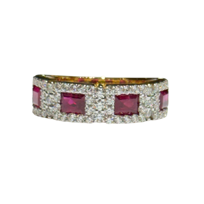 JR0072K - Ruby with Diamond Ring Set in 18K Gold Setting