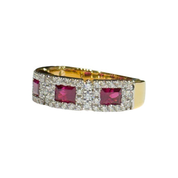 JR0072K - Ruby with Diamond Ring Set in 18K Gold Setting