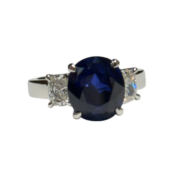 JR0066K - GIA Royal Blue Ceylon Sapphire with Diamond Ring in Platinum Setting
