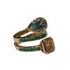 JR0077K - Aquamarine, Morganite and Emerald Ring Set in 18K Rose Gold Setting
