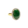 JR0062K - Burmese Jade With Halo Diamond Ring Set in 18K Gold Setting