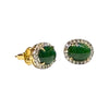 JE0034K - Burmese Jade With Halo Diamond Earrings Set in 18K Gold Setting