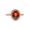 JR0064K - Orange Sapphire With Halo Diamond Ring Set in 18K Rose Gold Setting