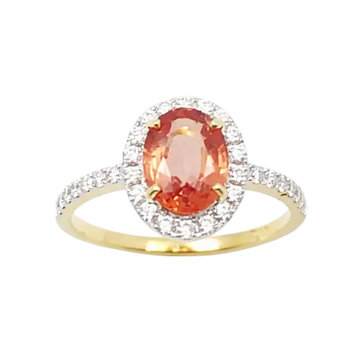 JR0688L - Orange Sapphire with Diamond Ring set in 18K Gold Setting