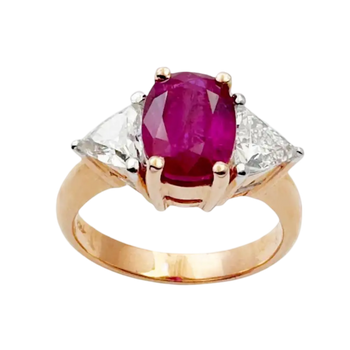 JR0212N - Ruby 2.57 with Diamond Ring set in 18K Rose Gold Setting