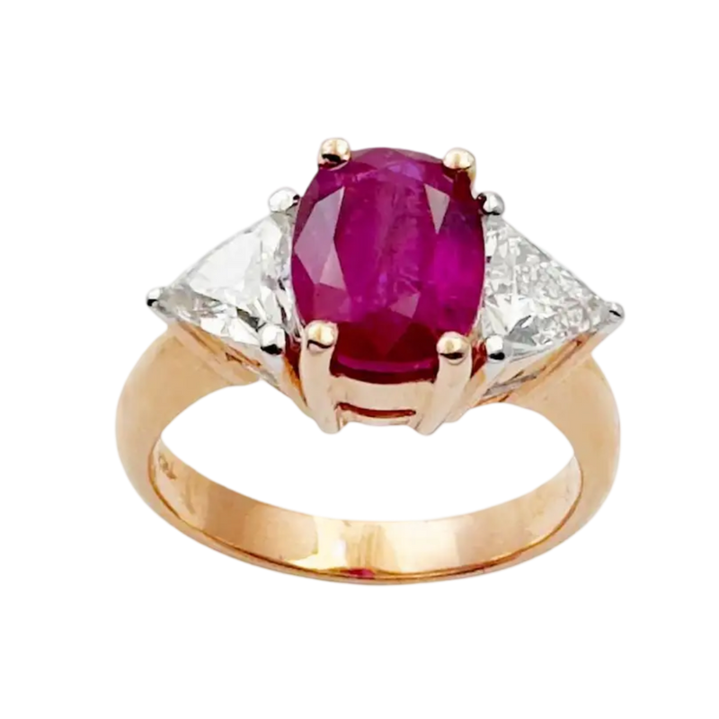 JR0212N - Ruby 2.57 with Diamond Ring set in 18K Rose Gold Setting