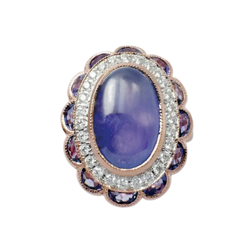 JR0548L - Purple Jade with Purple Sapphire and Diamond Ring set in 18K Rose Gold Setting